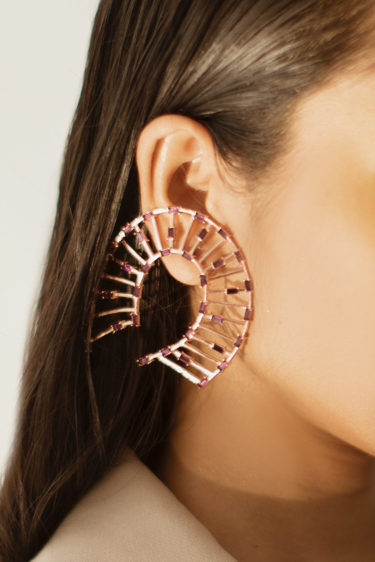 Horseshoe Shaped Studded Earrings 
