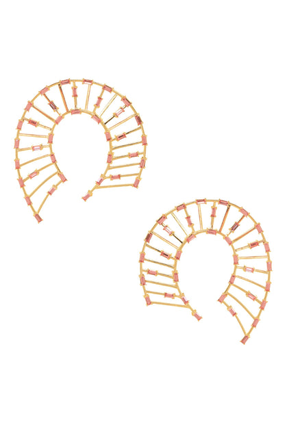 Horseshoe Shaped Studded Earrings 