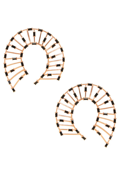 Horseshoe Shaped Studded Earrings 