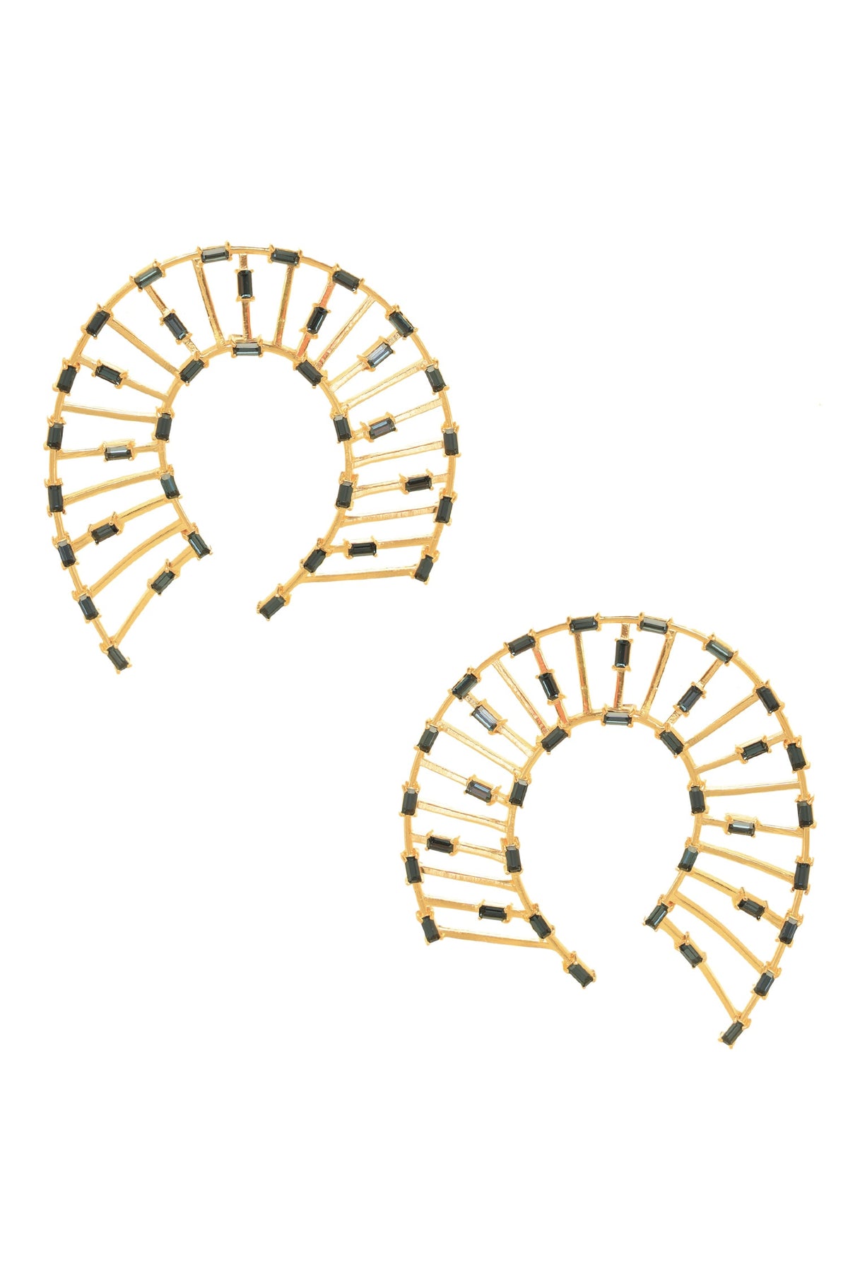 Horseshoe Shaped Studded Earrings 