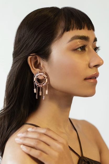 Hexagon Studded Danglers 