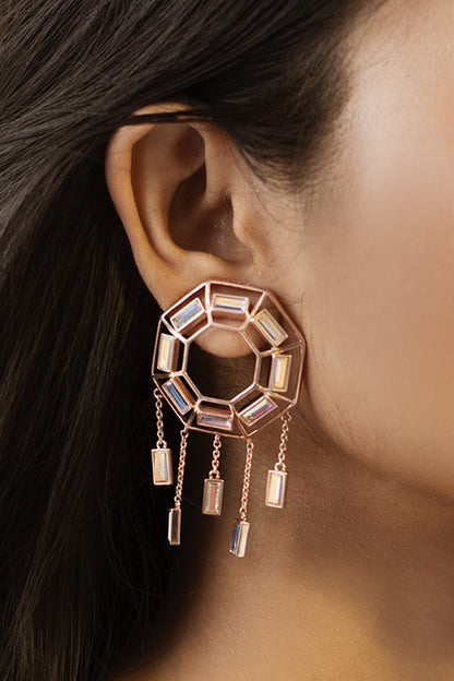 Hexagon Studded Danglers 