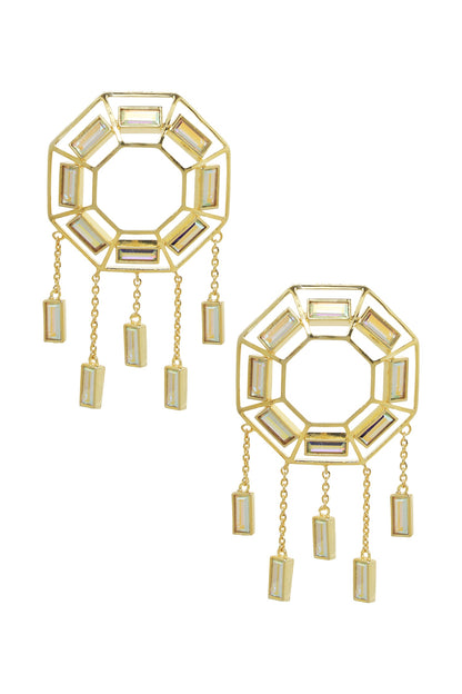 Hexagon Studded Danglers 