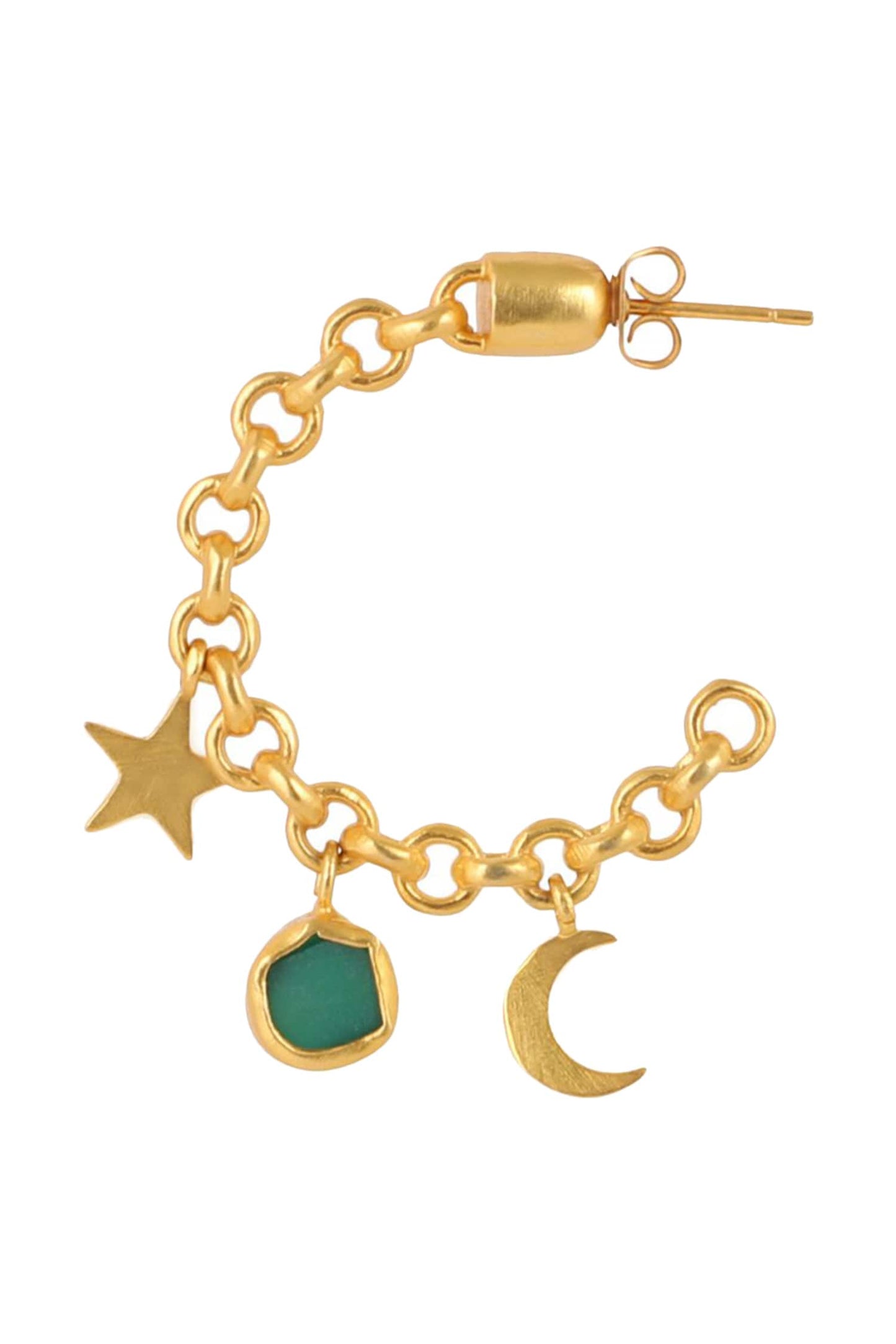 Chain Link Stone Drop Hoops 