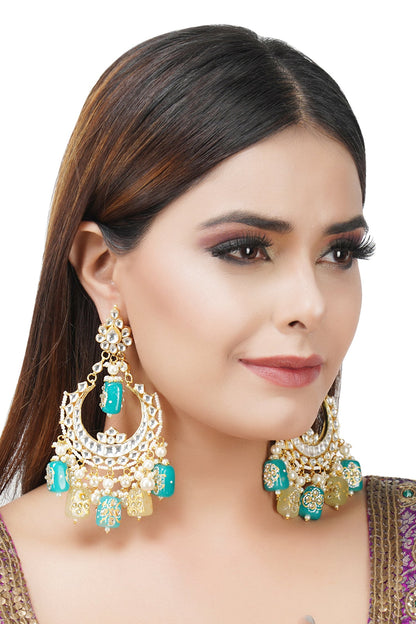 Kundan Bead Drop Chandbalis 