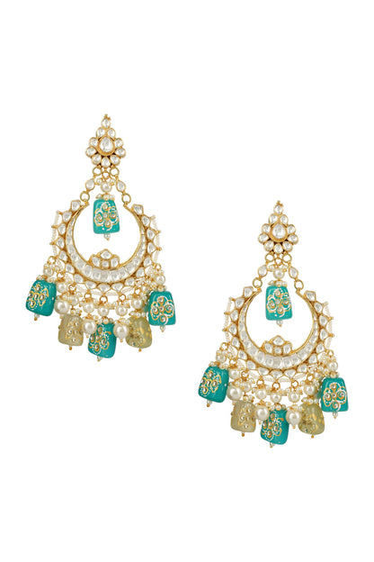 Kundan Bead Drop Chandbalis 