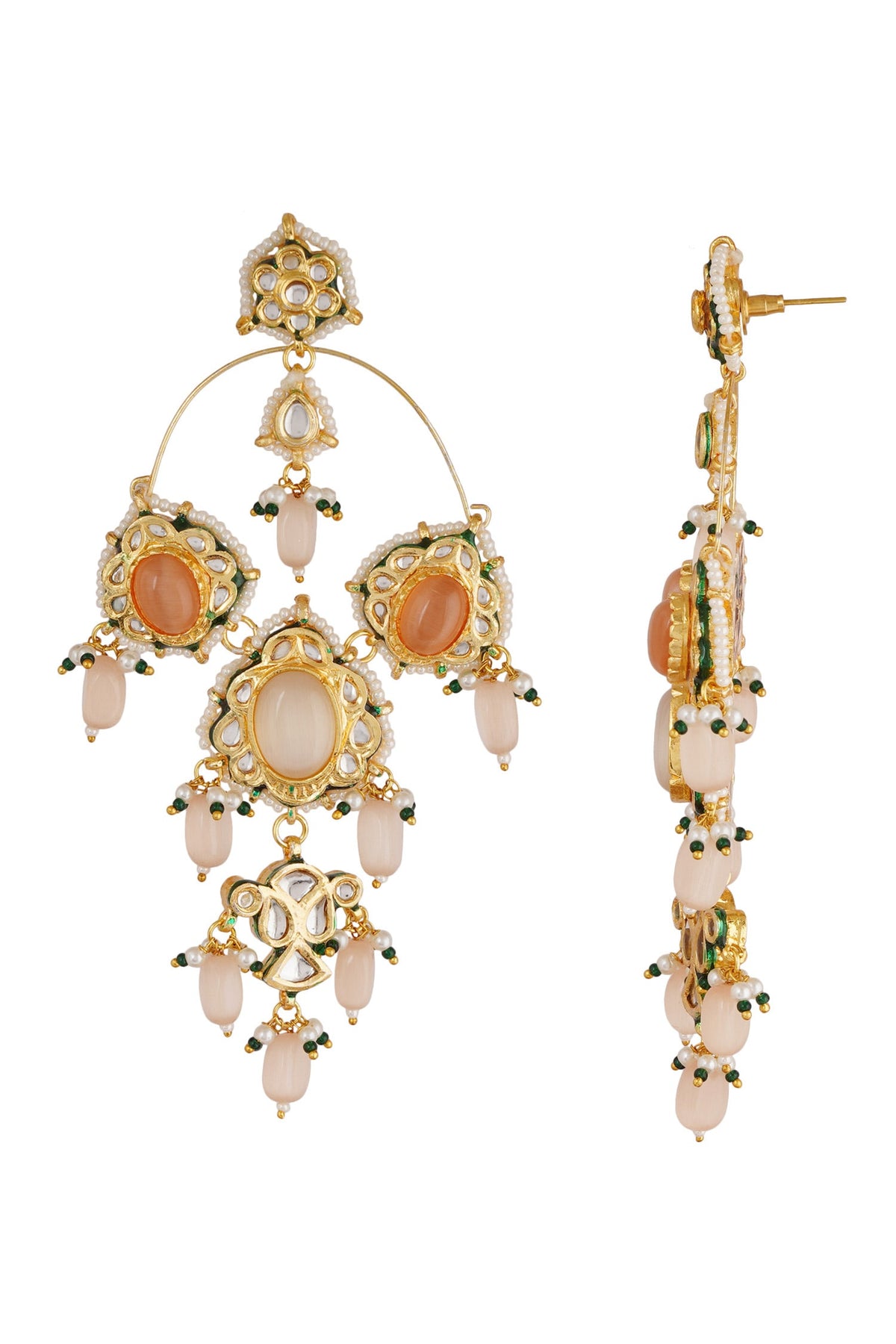 Kundan Bead Drop Chandeliers 