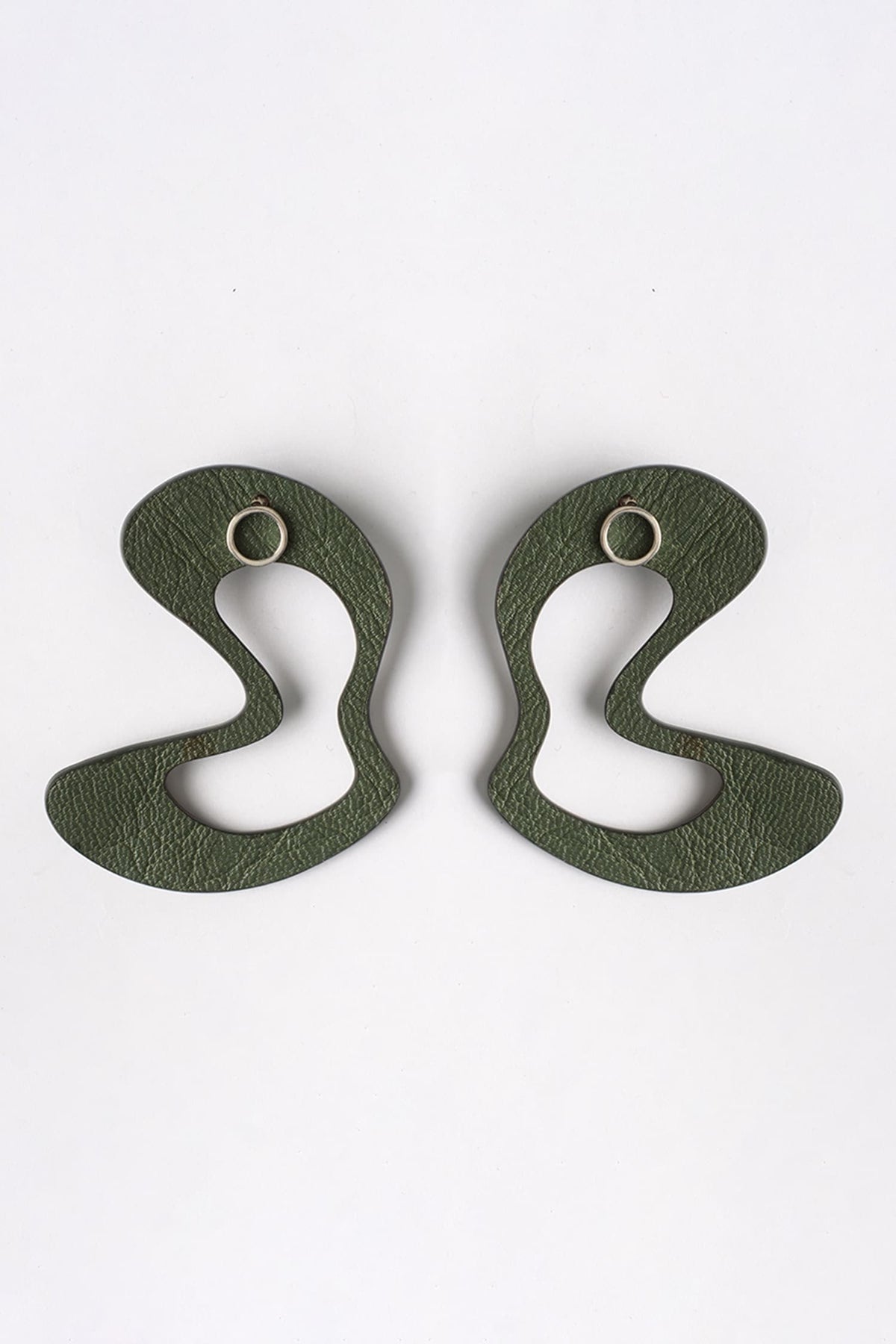 Green Abstract Stud Earrings 