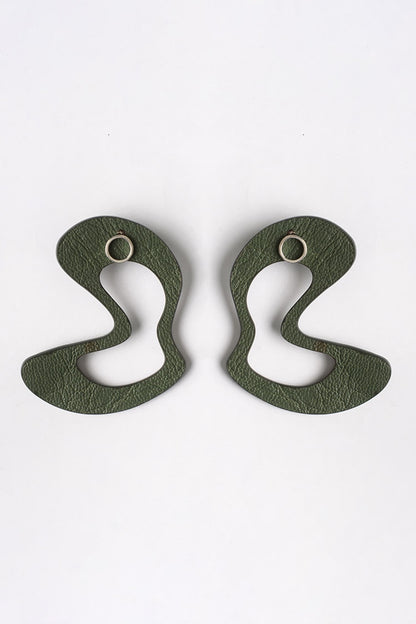 Green Abstract Stud Earrings 