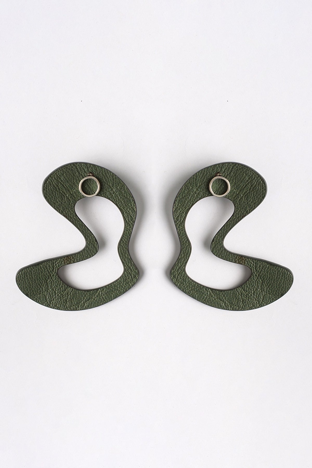 Green Abstract Stud Earrings 