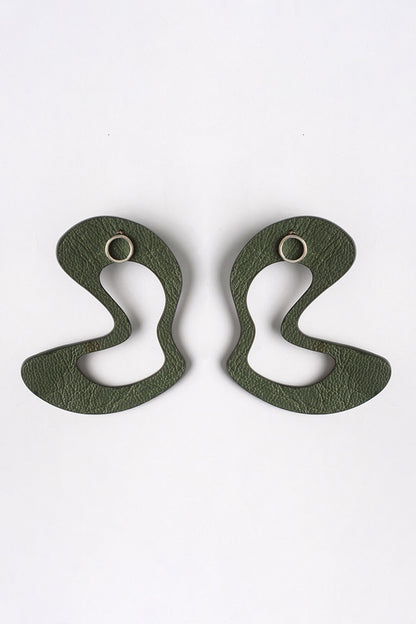 Green Abstract Stud Earrings 
