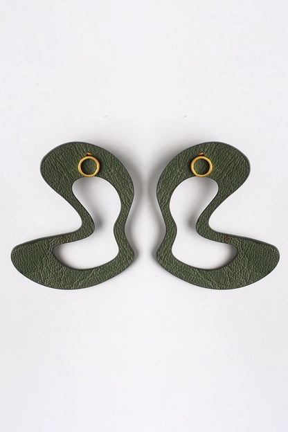 Green Abstract Stud Earrings 