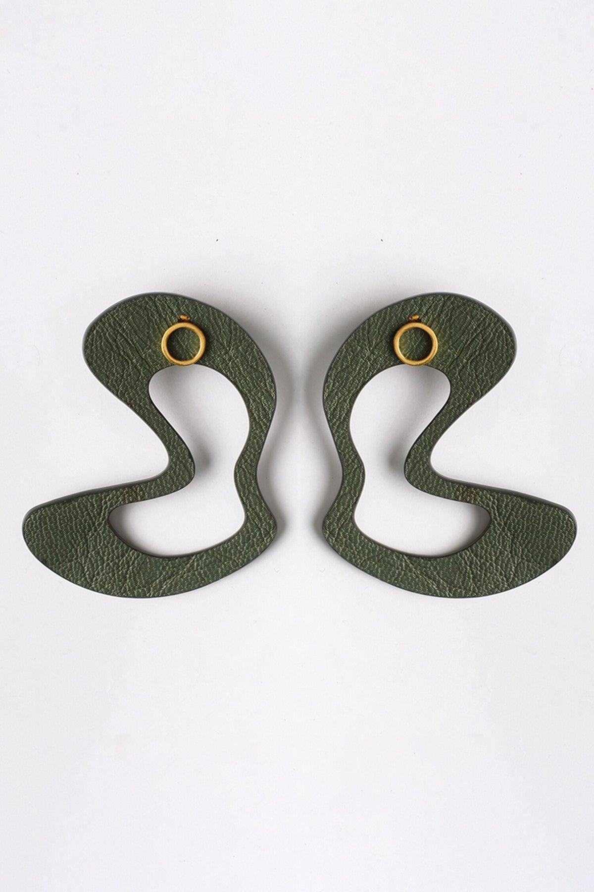 Green Abstract Stud Earrings 