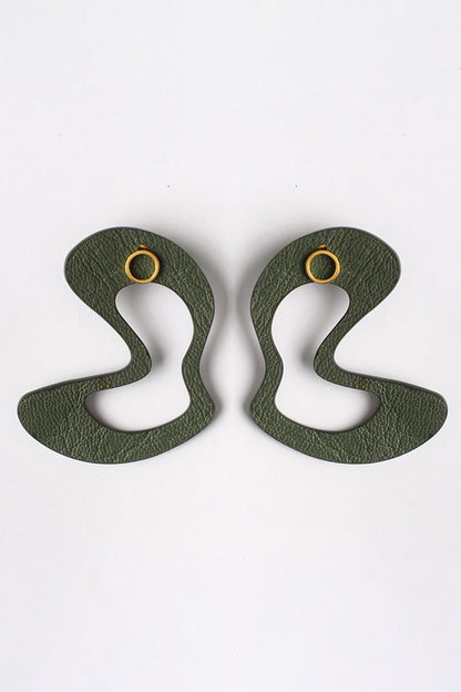 Green Abstract Stud Earrings 