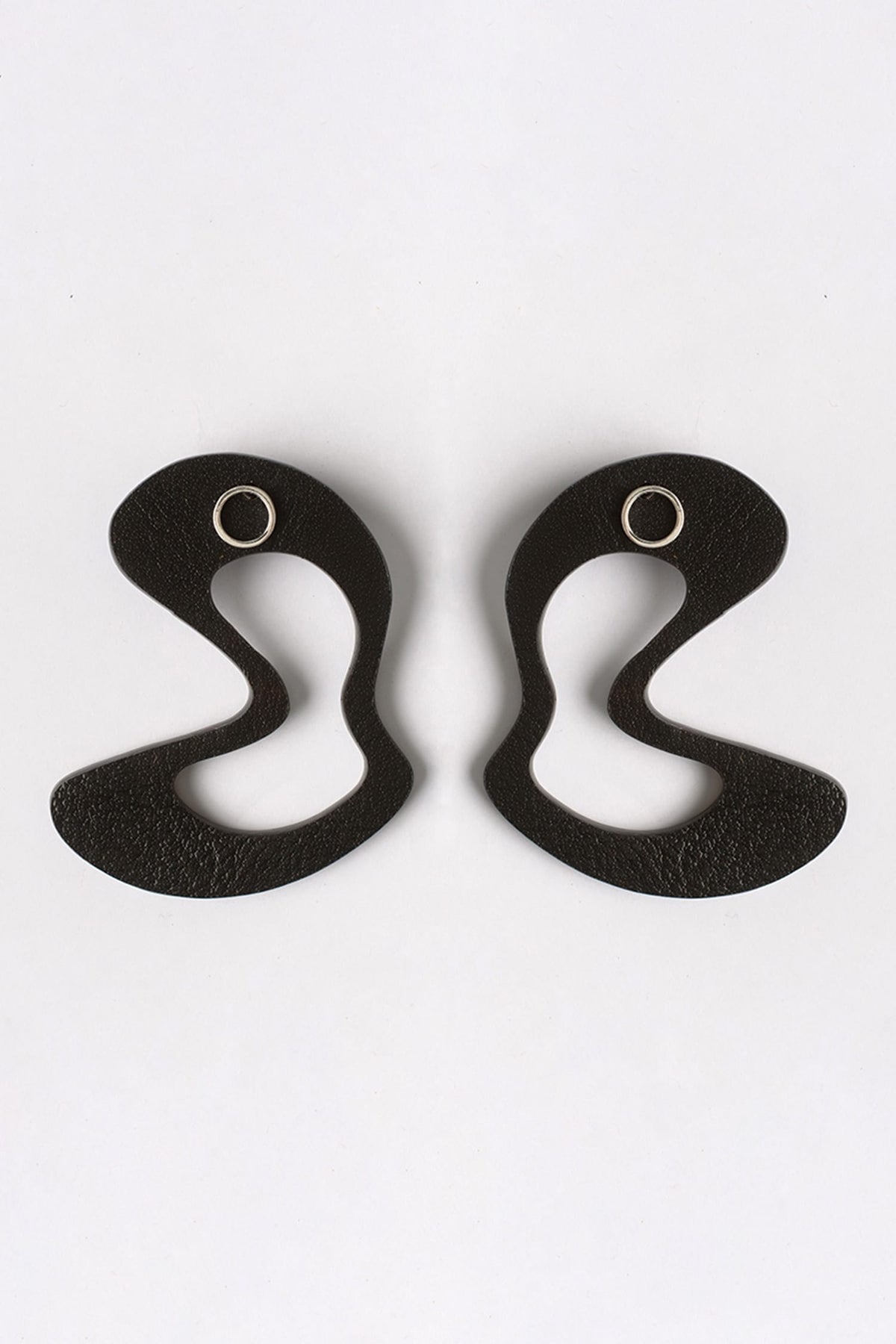 Black Abstract Stud Earrings 