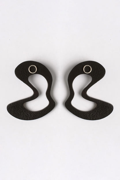 Black Abstract Stud Earrings 