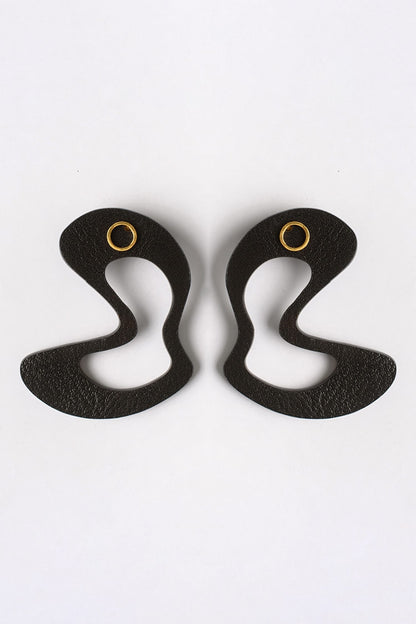 Black Abstract Stud Earrings 