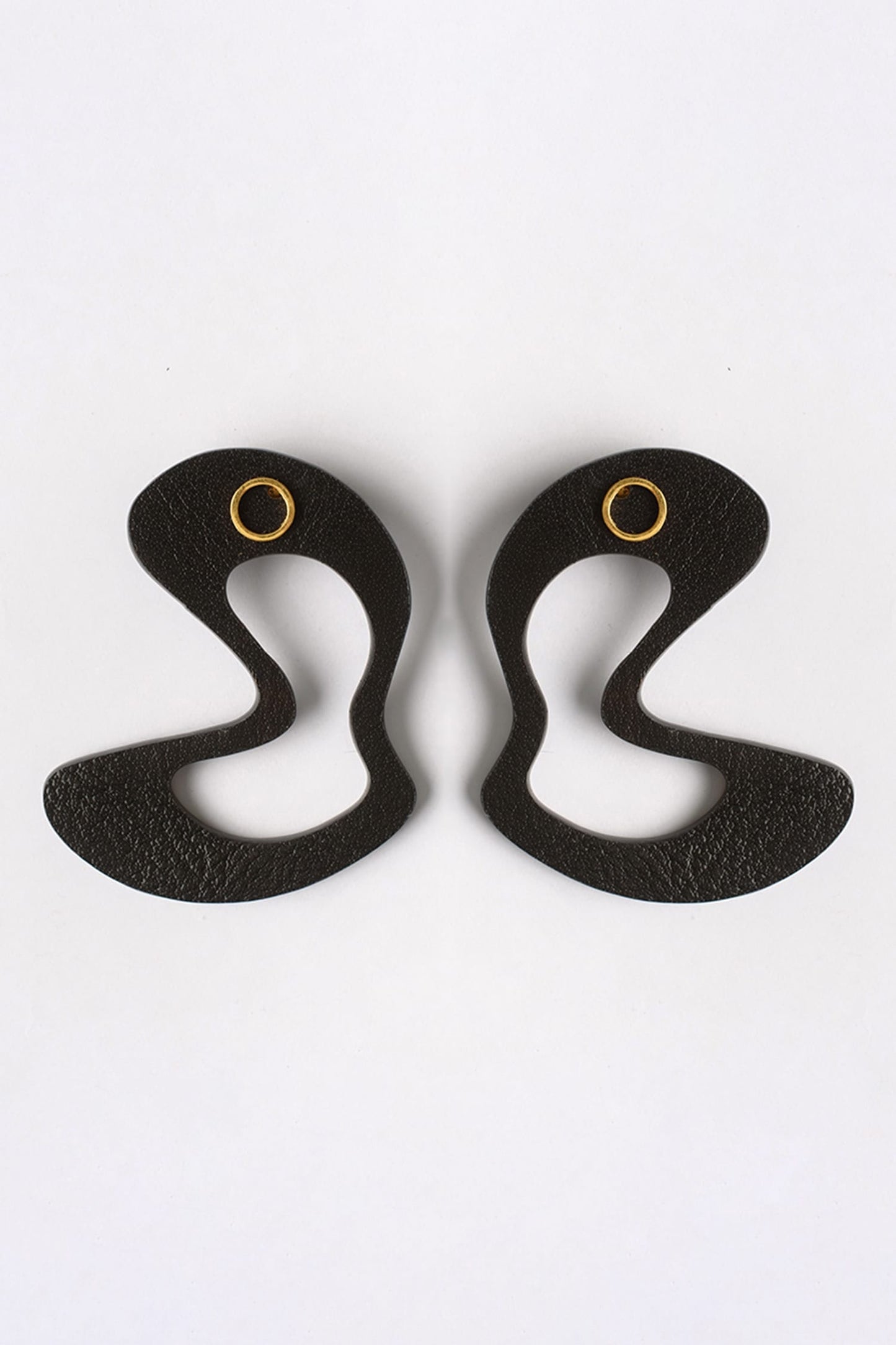 Black Abstract Stud Earrings 