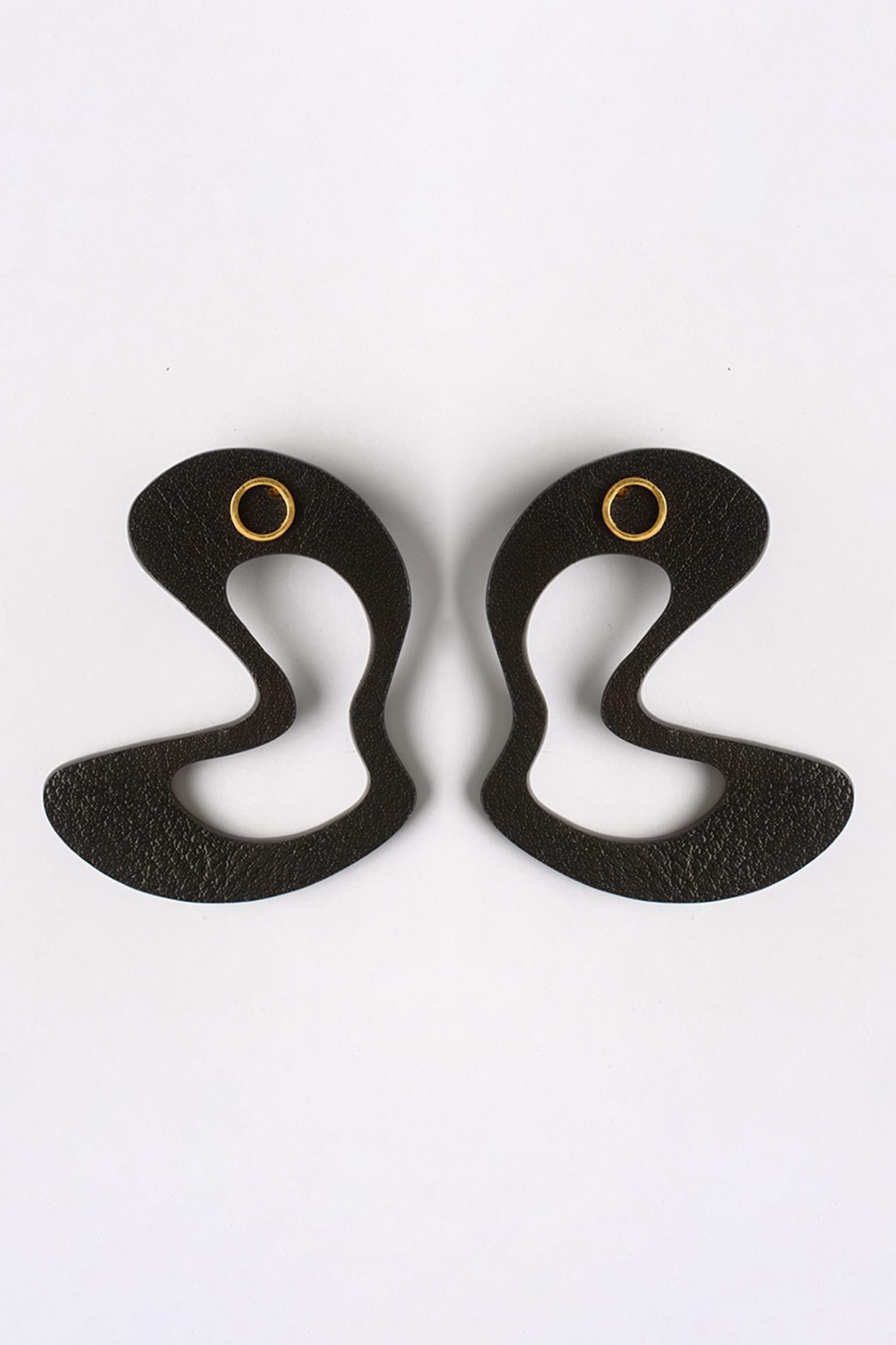 Black Abstract Stud Earrings 