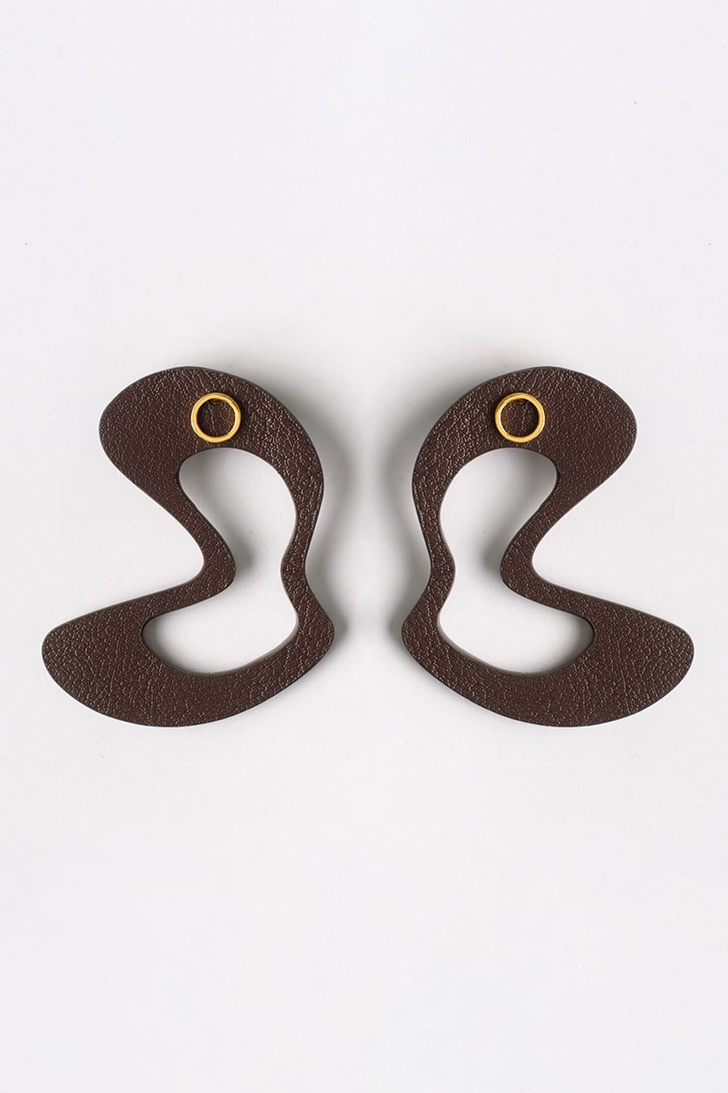 Brown Abstract Stud Earrings 