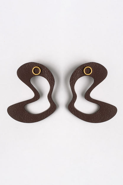 Brown Abstract Stud Earrings 