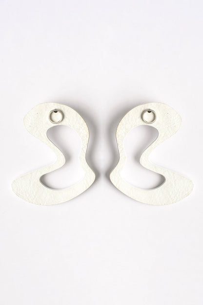 White Abstract Stud Earrings 