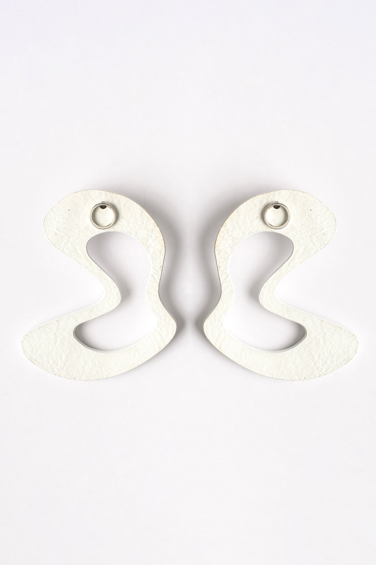 White Abstract Stud Earrings 