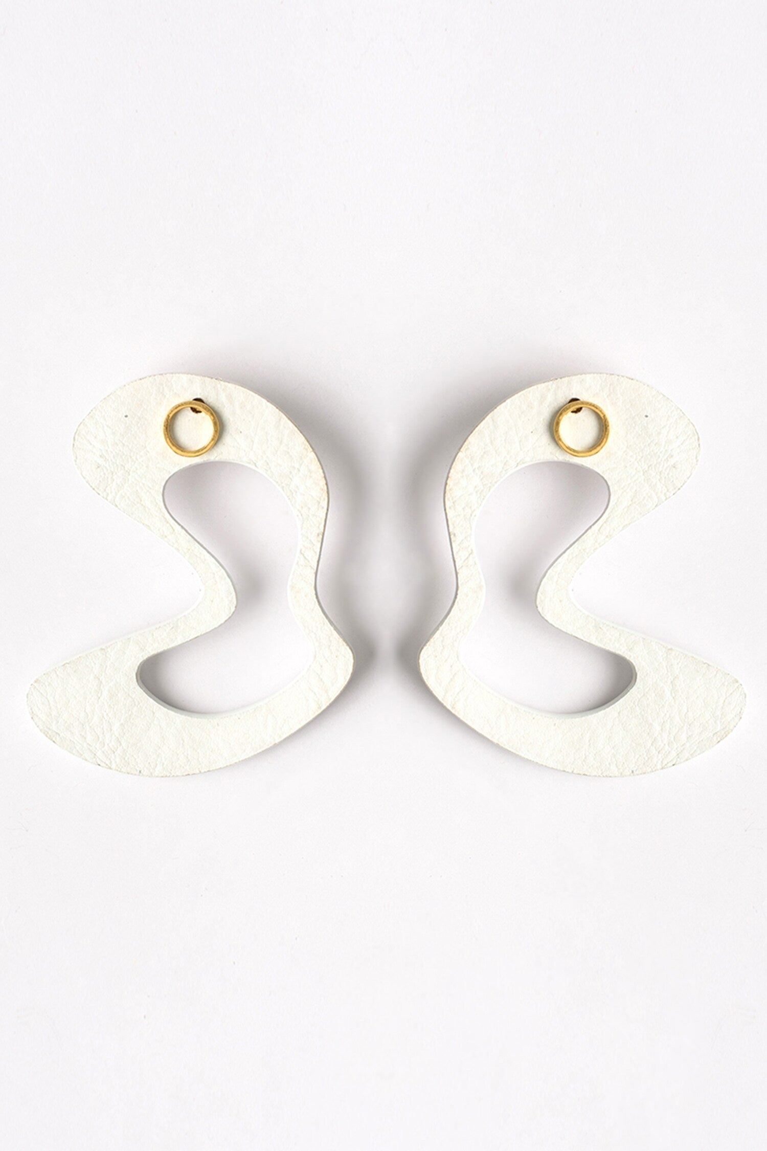 White Abstract Stud Earrings 