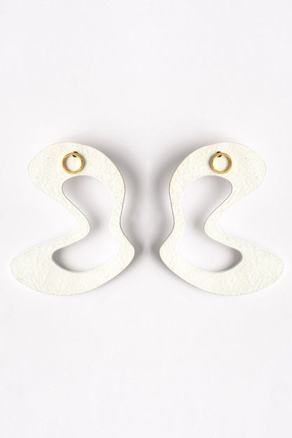 White Abstract Stud Earrings 