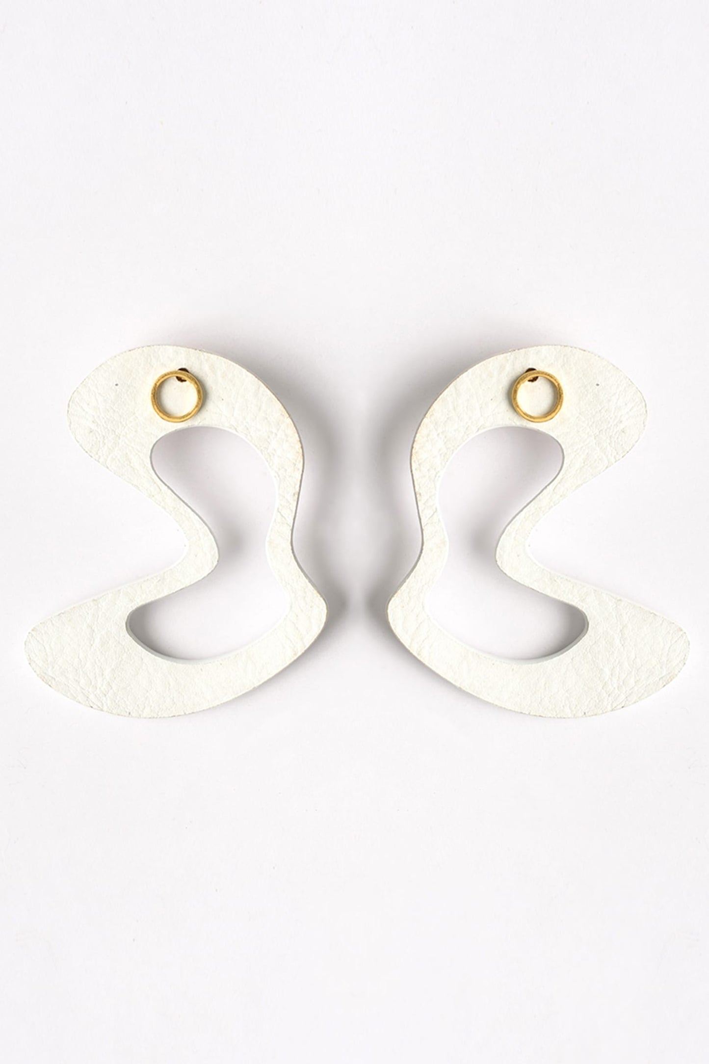 White Abstract Stud Earrings 