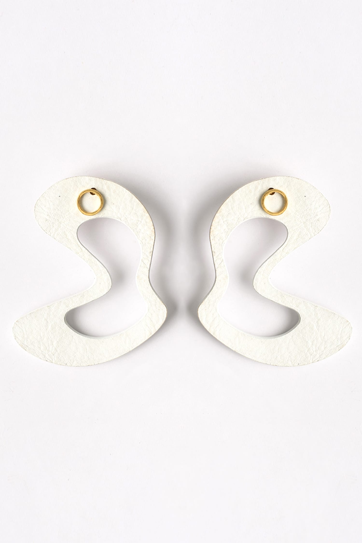 White Abstract Stud Earrings 