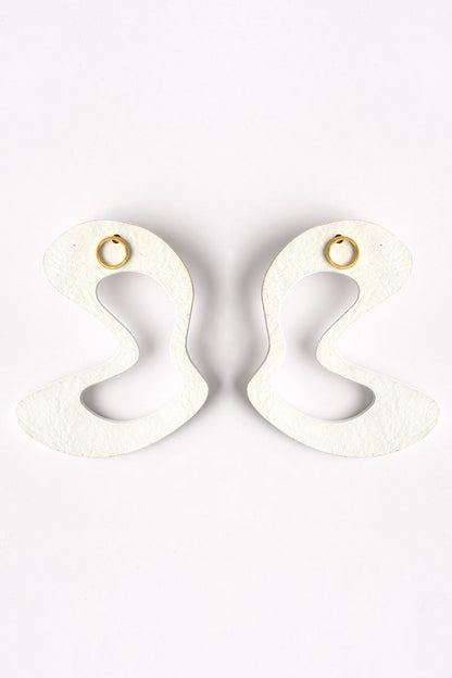 White Abstract Stud Earrings 