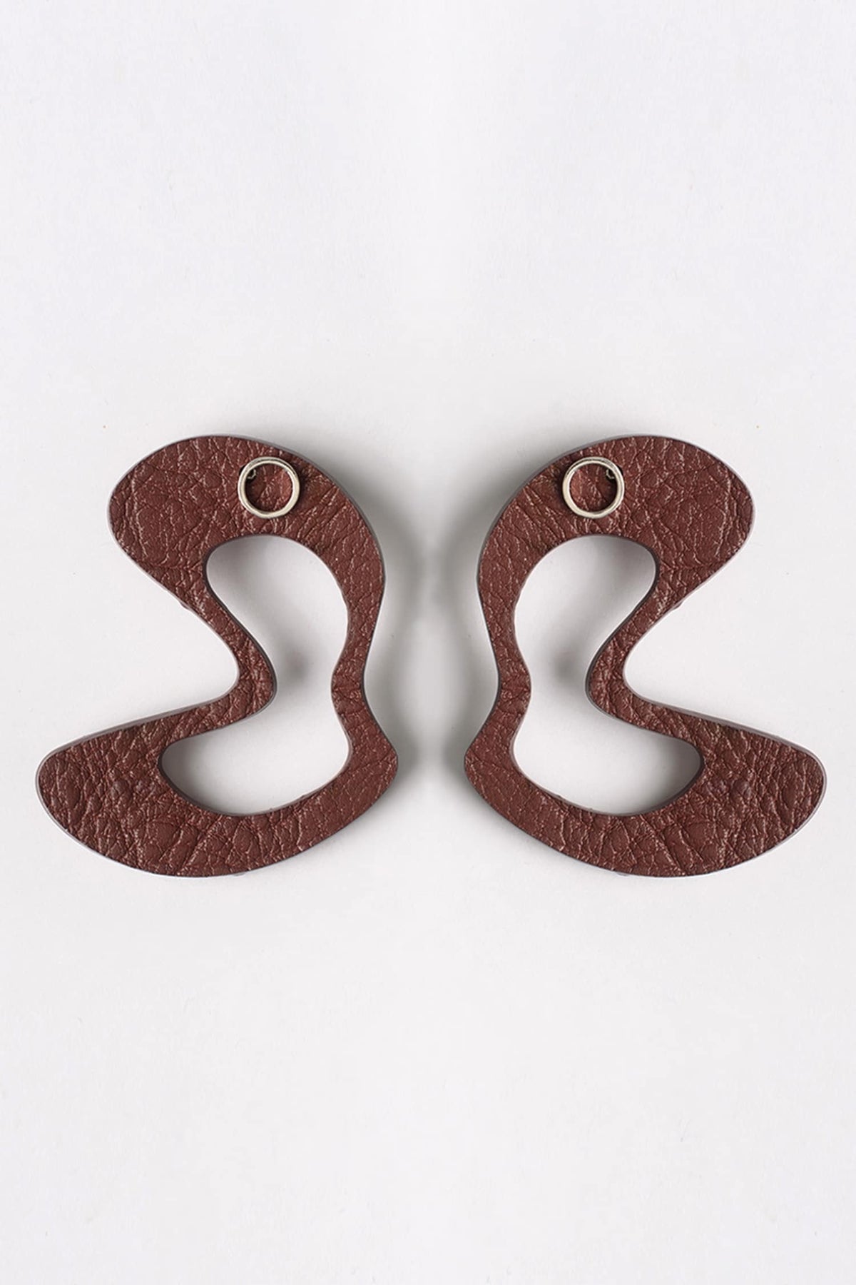 Leather Abstract Stud Earrings 