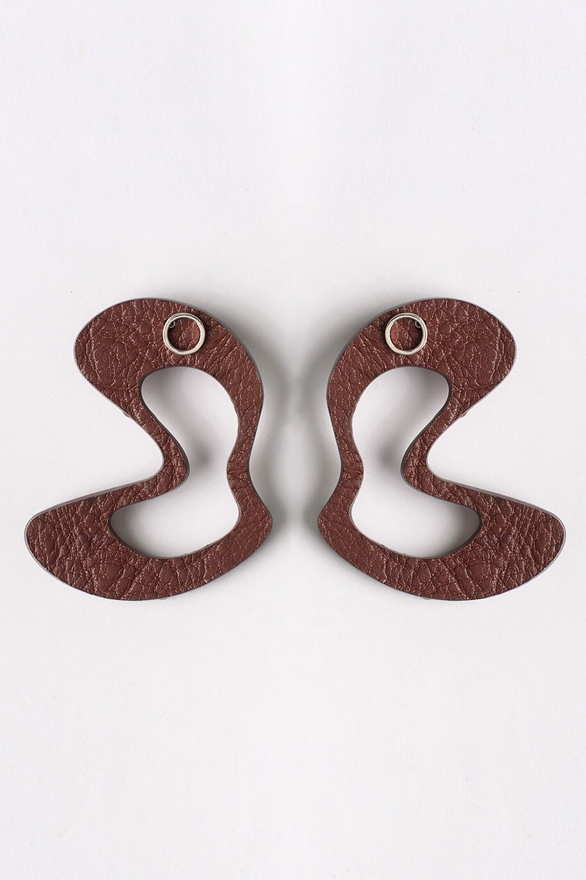Leather Abstract Stud Earrings 
