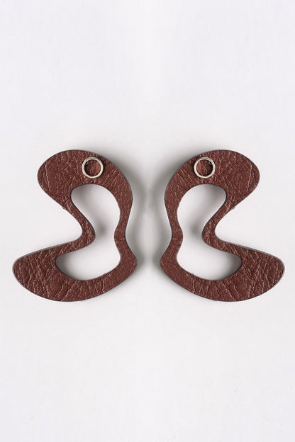 Leather Abstract Stud Earrings 