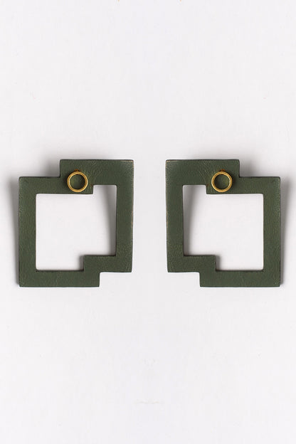 Green Cutout Stud Earrings 