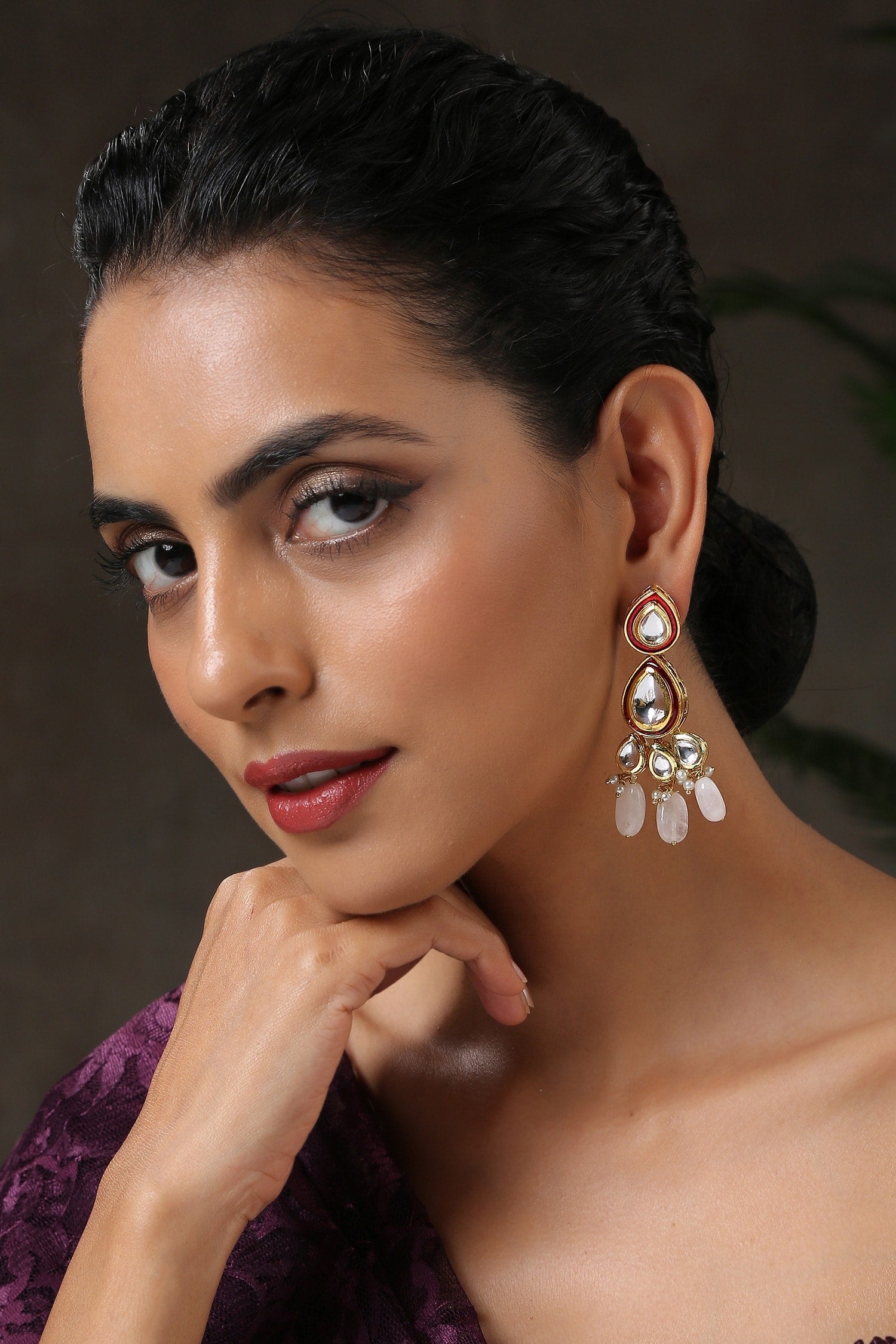 Kundan Studded Drop Earrings 