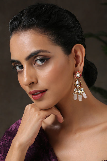 Kundan Studded Drop Earrings 