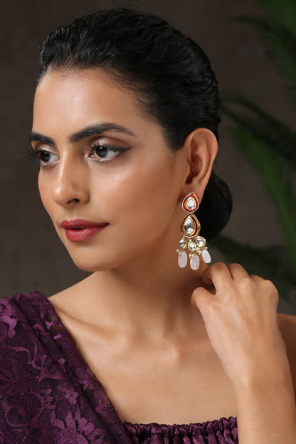 Kundan Studded Drop Earrings 