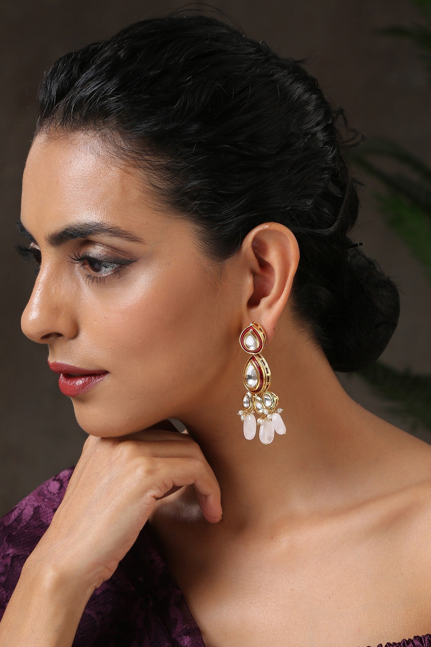 Kundan Studded Drop Earrings 