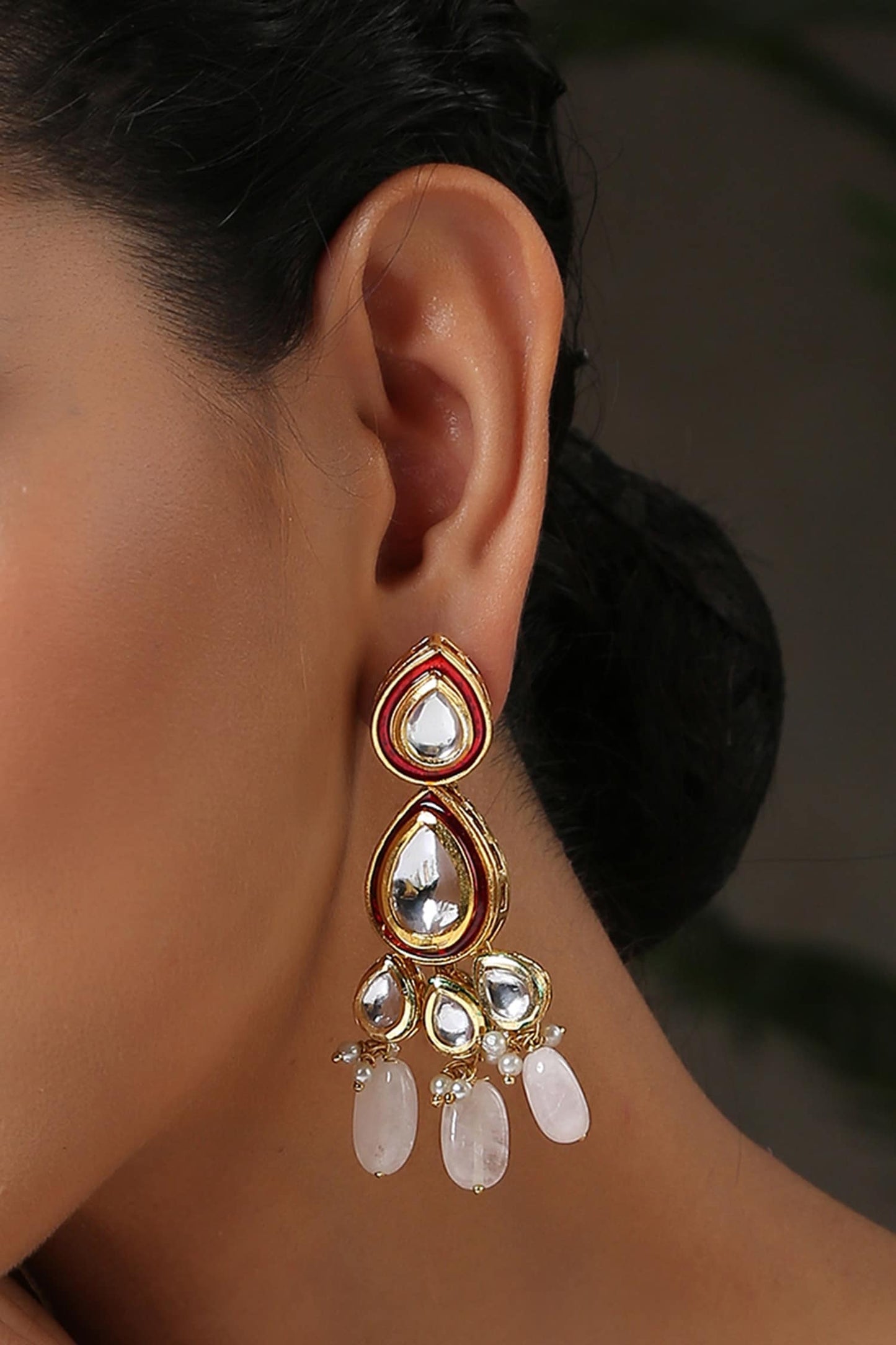 Kundan Studded Drop Earrings 