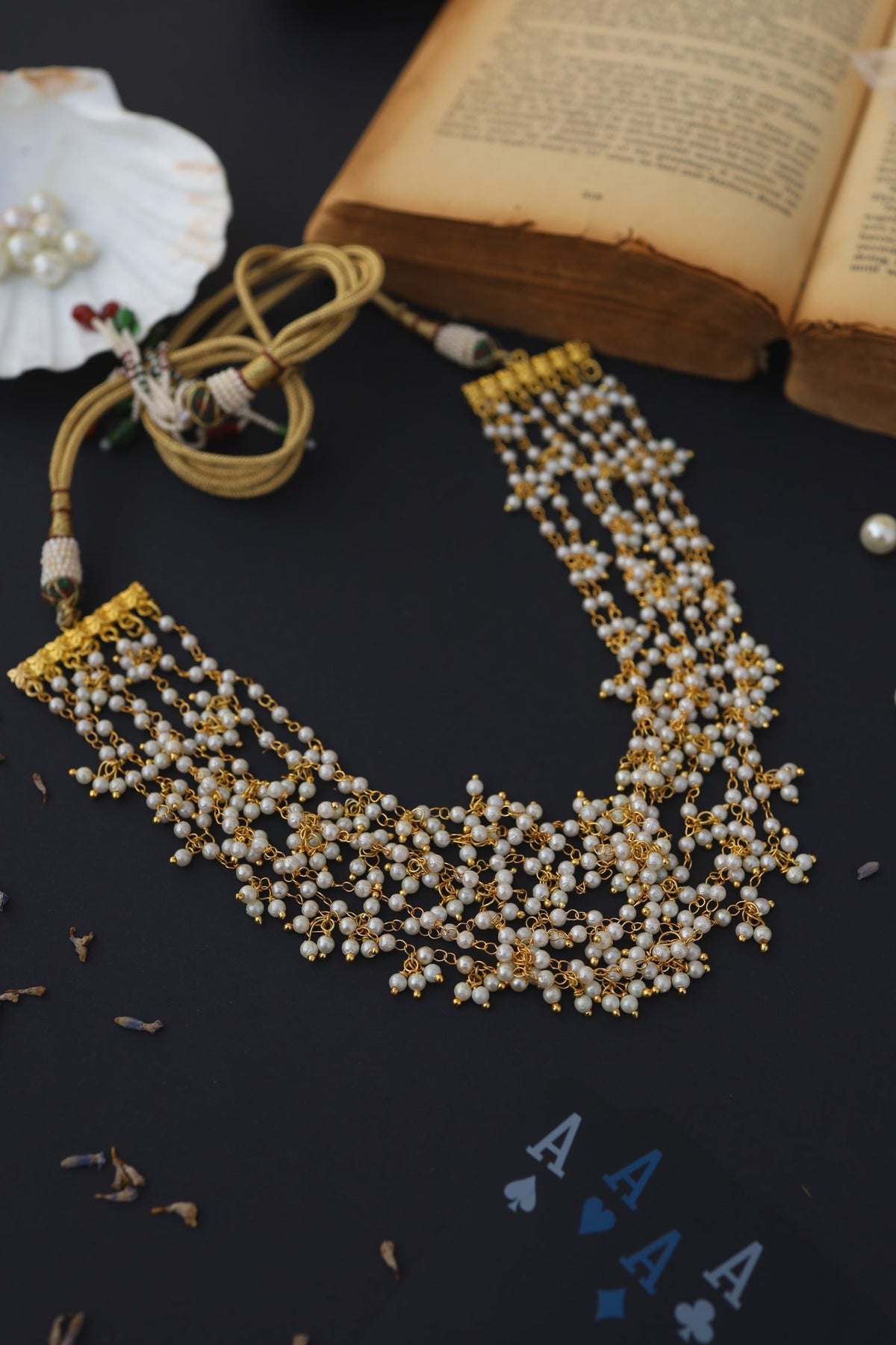 Layered Shell Pearl Necklace 