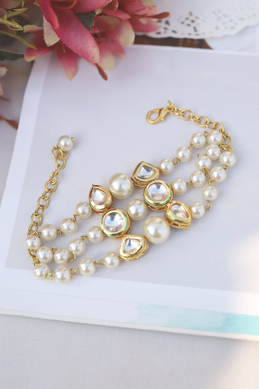 Kundan & Pearl Embellished Bracelet 