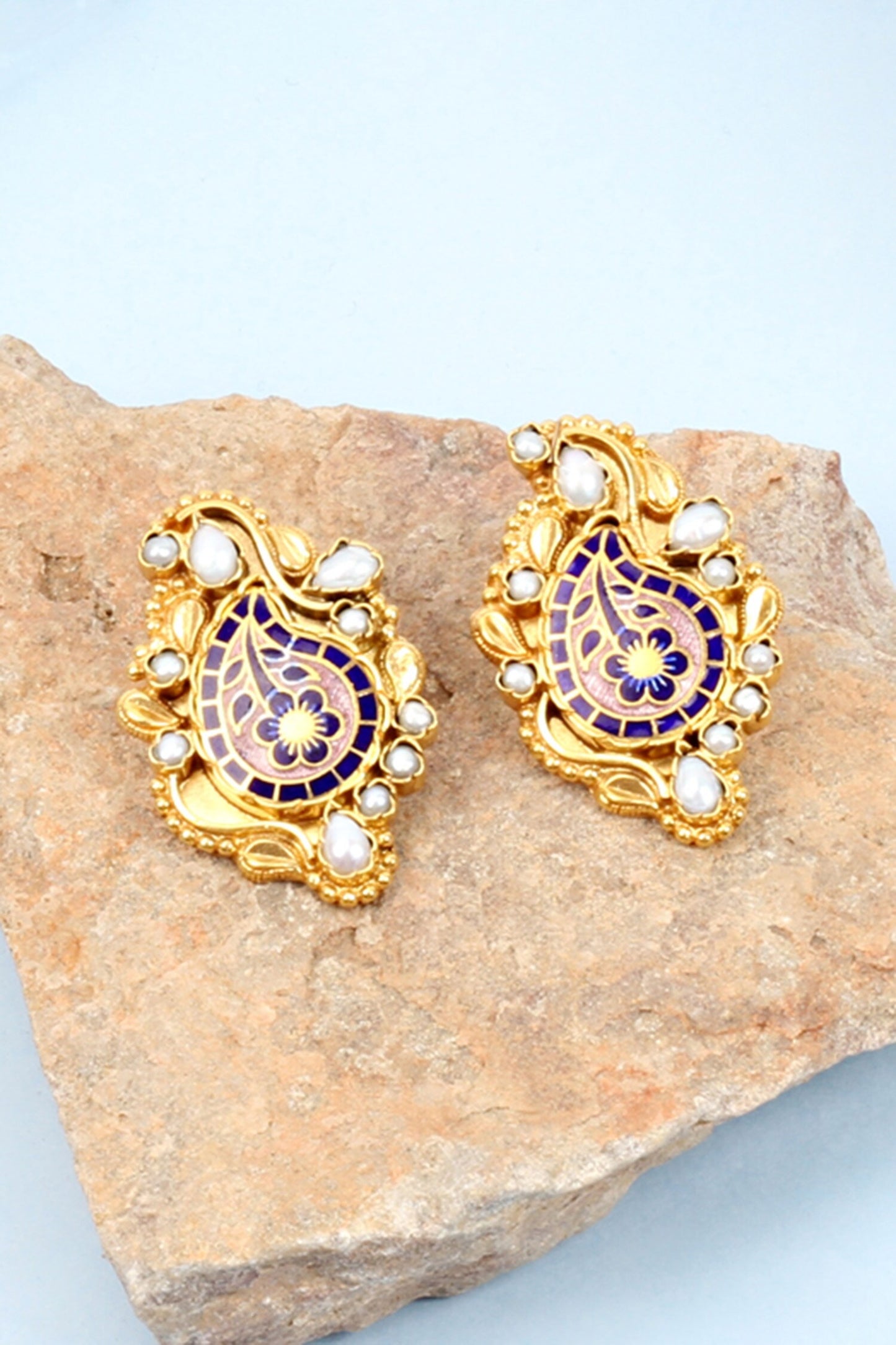 Handcrafted Paisley Studs 