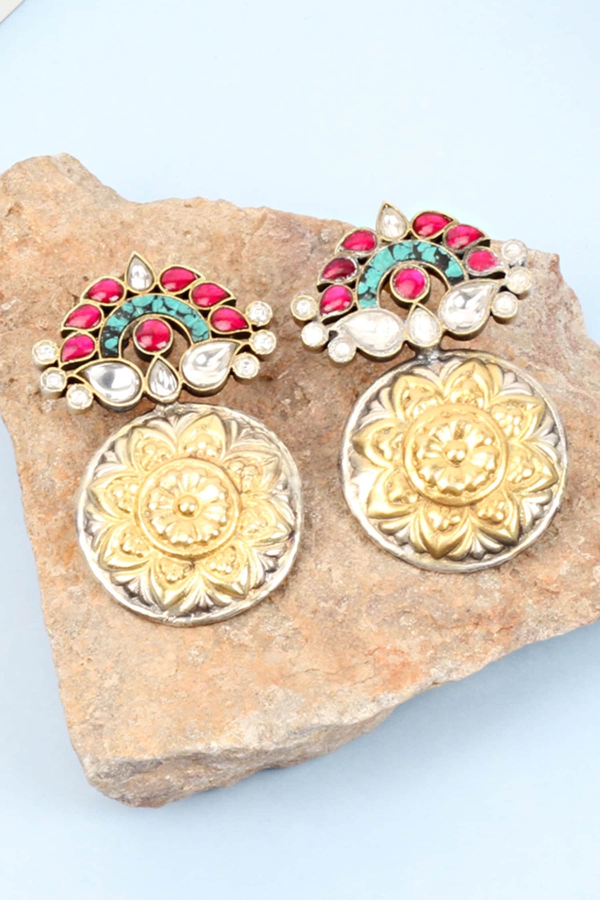 Handcrafted Floral Carved Earrings 
