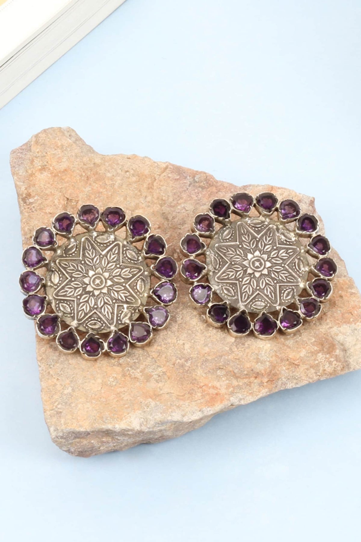 Handcrafted Floral Carved Studs 
