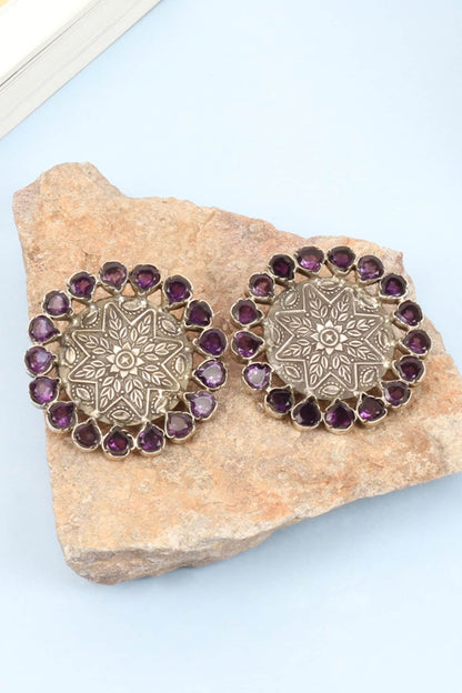 Handcrafted Floral Carved Studs 