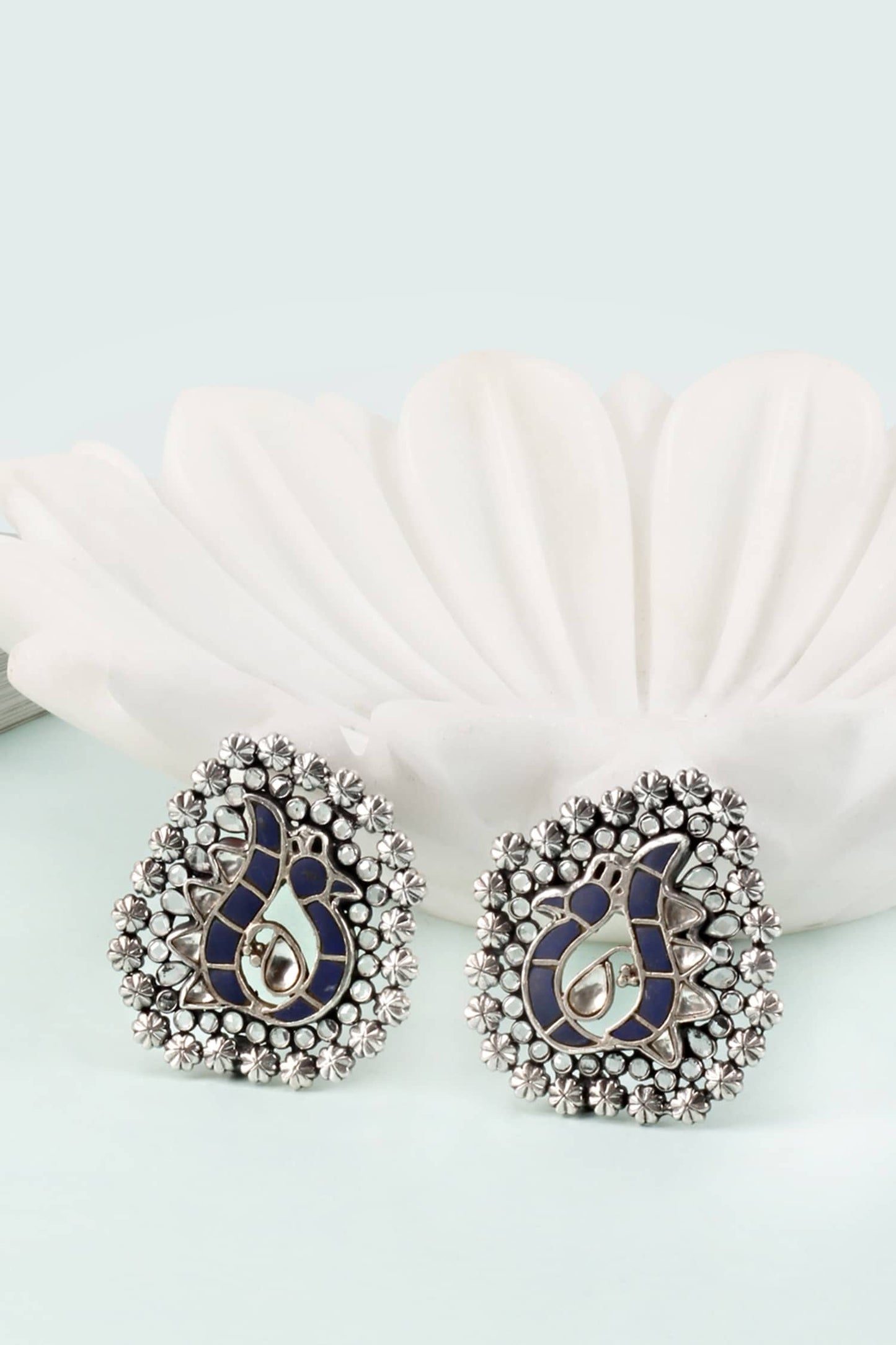 Handcrafted Peacock Carved Studs 