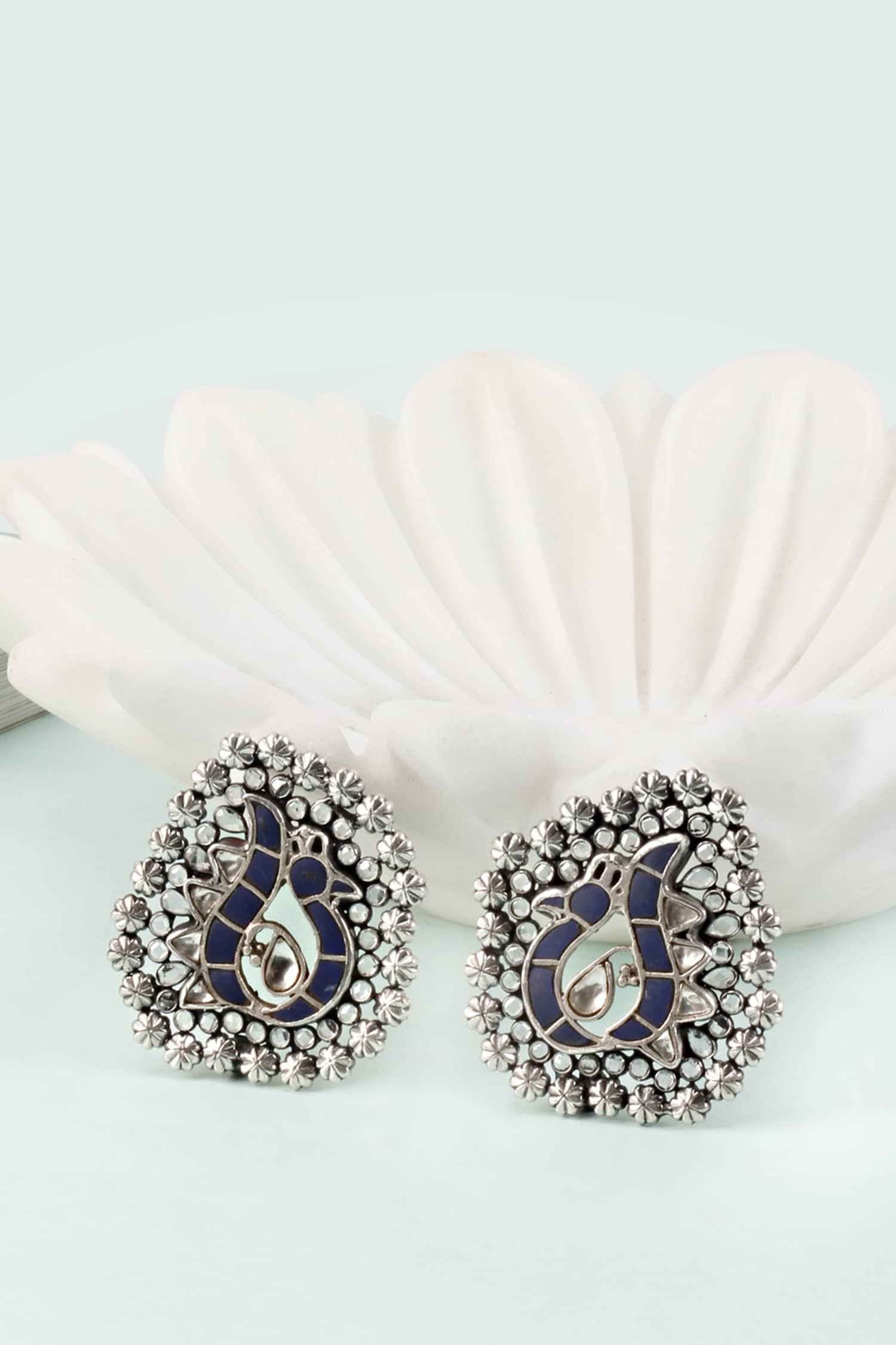 Handcrafted Peacock Carved Studs 