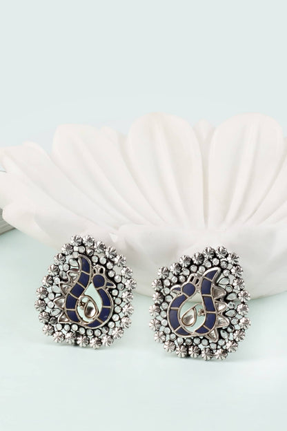 Handcrafted Peacock Carved Studs 
